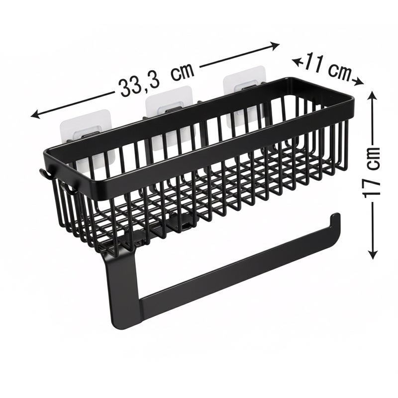 Herevin Polypropylene Shelf with Paper Towel Holder – Black/White (Assorted) | Wall Mounted Kitchen Shelf | Multi-Purpose Storage Rack for Kitchen & Bathroom - Image 5